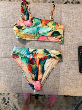 Colorful Abstract Print Two-Piece Bikini Set